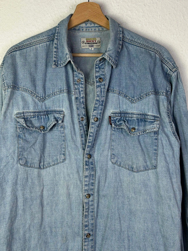 Damen Jeans Bluse von Rocky in der Farbe hellblau, aus denim, Gr.S