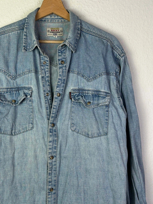 Damen Jeans Bluse von Rocky in der Farbe hellblau, aus denim, Gr.S