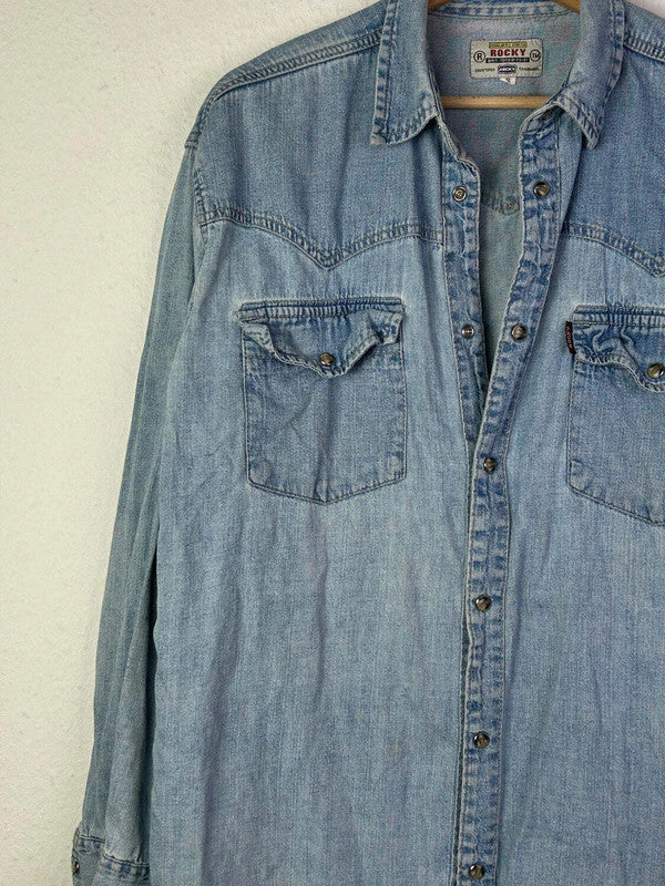 Damen Jeans Bluse von Rocky in der Farbe hellblau, aus denim, Gr.S