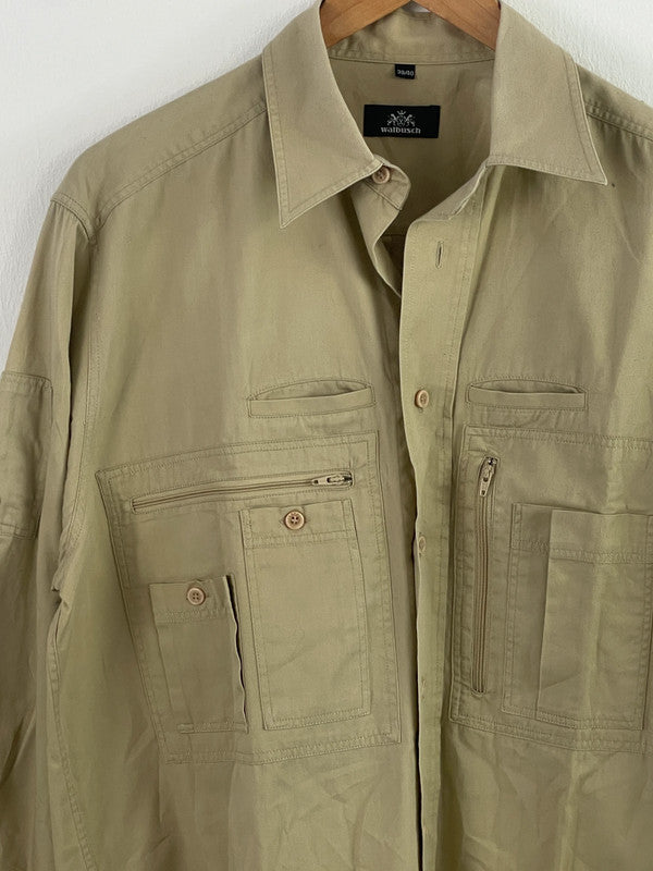 Walbusch Herren Hemd Gr M Farbe Beige