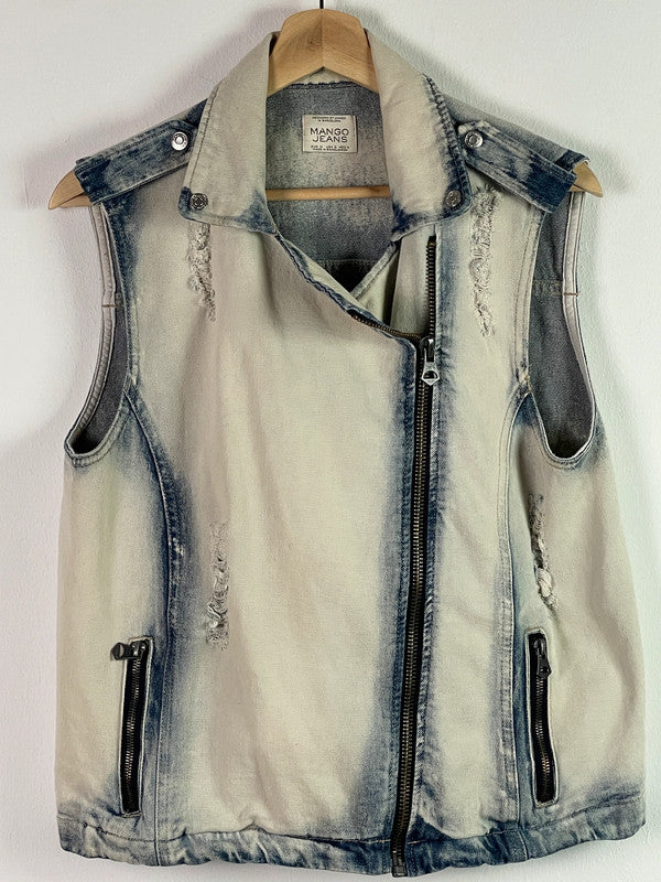 Mango Jeans Damen Weste Gr M Farbe Weiß, Blau