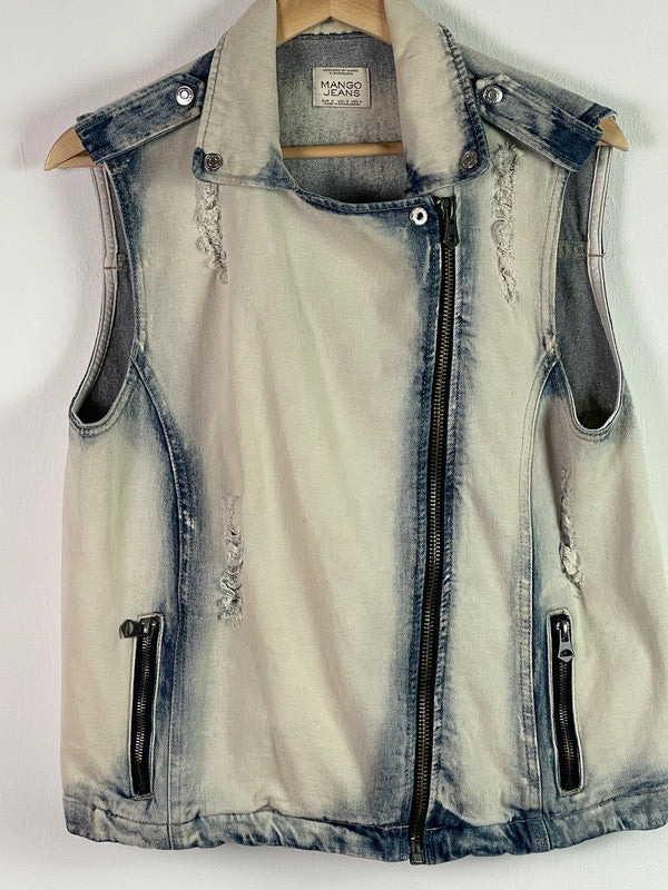 Mango Jeans Damen Weste Gr M Farbe Weiß, Blau