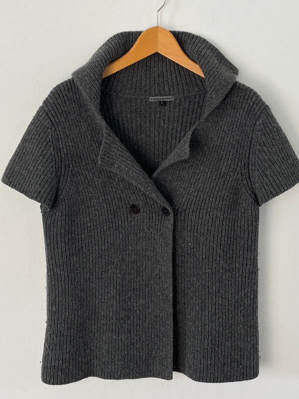 Consequent Damen Strick Shirt aus Schurwolle Gr.L Farbe grau