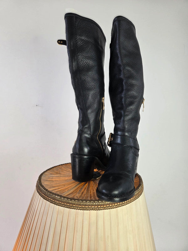 Vintage Damen Echtleder Stiefel EU37 Farbe schwarz