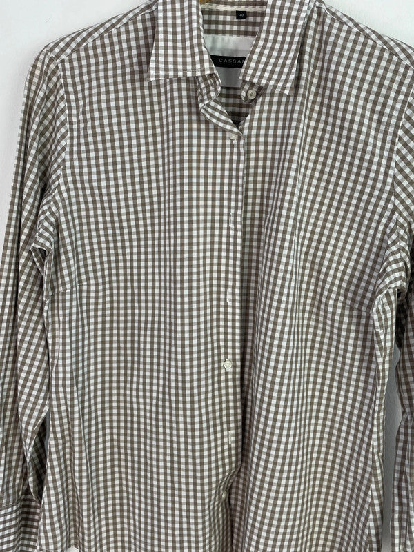 Cassani Herren Hemd Gr. L Farbe braun/weiß
