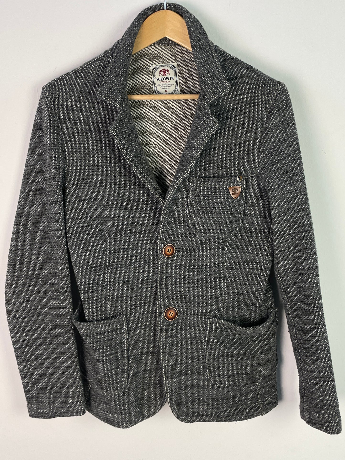 KDWN Damen Blazer Gr. M Grau – Strickjacke mit Reverskragen Baumwolle Polyester / KDWN Women’s Blazer Size M Grey – Knit Jacket Cotton Polyester