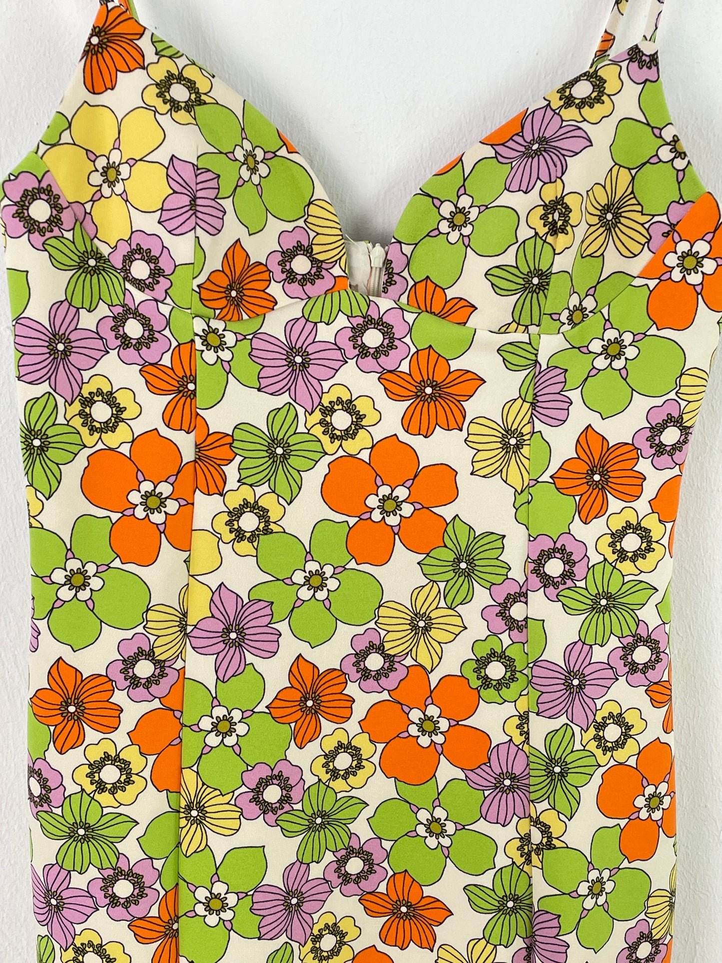 Geblümtes Damen Minikleid XS/S Bunt – Ärmelloses Sommerkleid Retro Style / Floral Women’s Mini Dress XS/S Colorful – Sleeveless Summer Retro Dress
