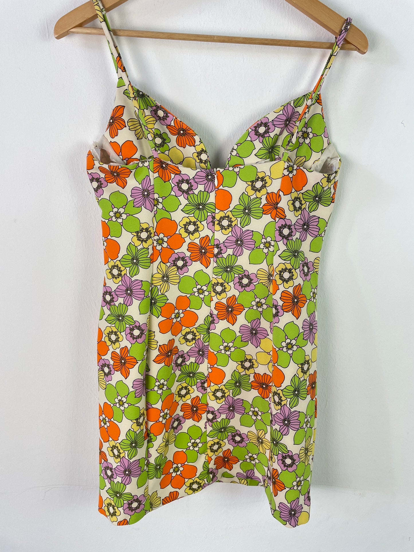 Geblümtes Damen Minikleid XS/S Bunt – Ärmelloses Sommerkleid Retro Style / Floral Women’s Mini Dress XS/S Colorful – Sleeveless Summer Retro Dress