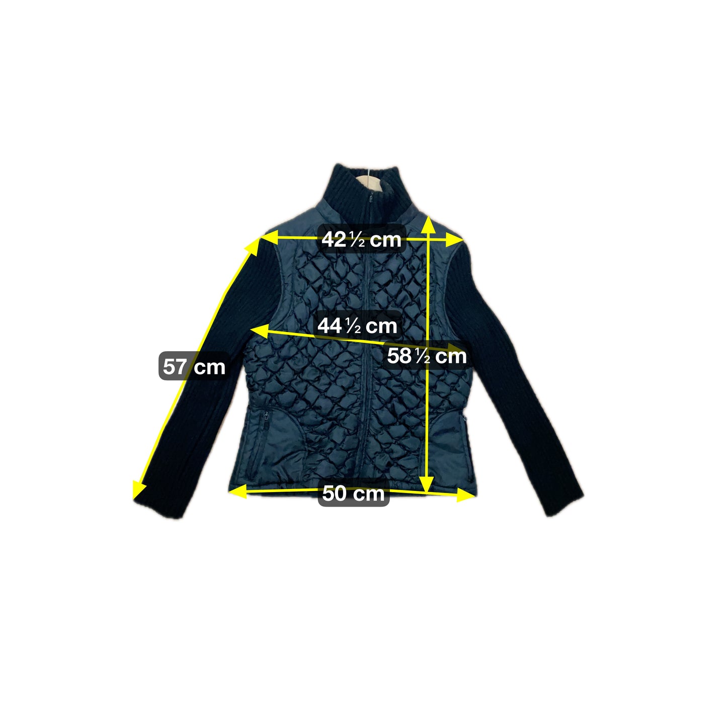 Viamos Damen Jacke Gr. L Schwarz – Steppjacke mit Strickärmeln Polyester / Viamos Women’s Jacket Size L Black – Quilted Coat with Knit Sleeves Polyester