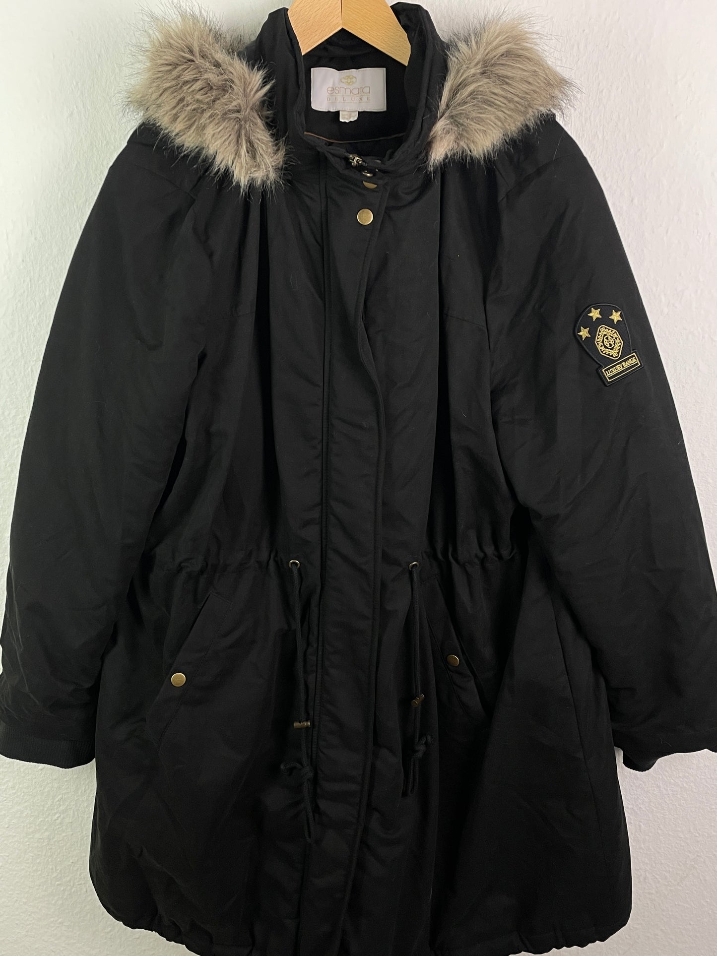 Esmara Deluxe Damen Winterjacke Schwarz – Parka mit Kunstfell Kapuze Größe 56