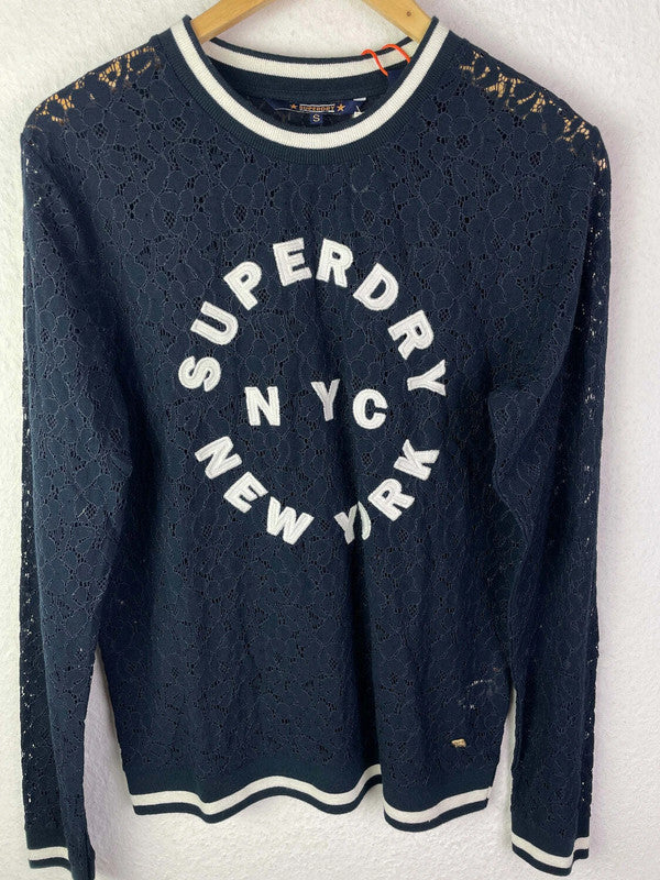 Damen pullover in dunkelblau von Superdry Größe 38 neu mit Etikett