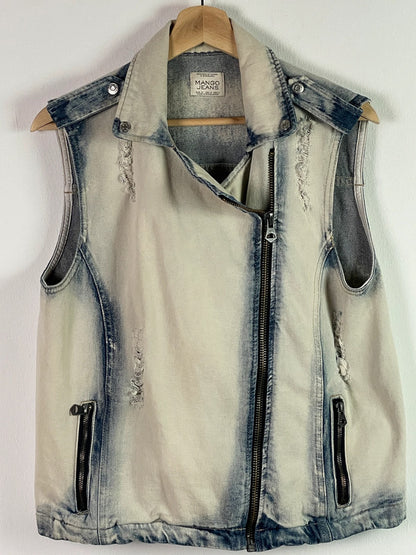 Mango Jeans Damen Weste Gr M Farbe Weiß, Blau