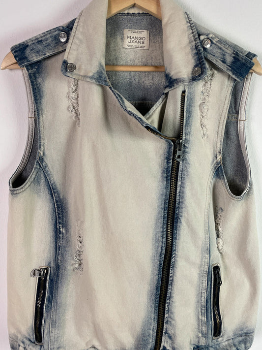 Mango Jeans Damen Weste Gr M Farbe Weiß, Blau