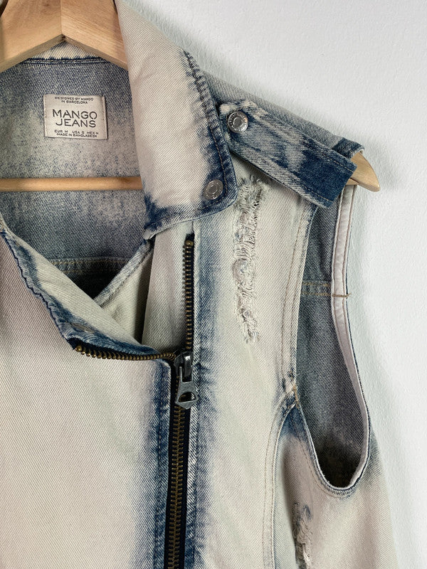 Mango Jeans Damen Weste Gr M Farbe Weiß, Blau