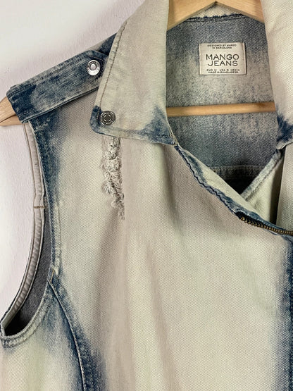 Mango Jeans Damen Weste Gr M Farbe Weiß, Blau
