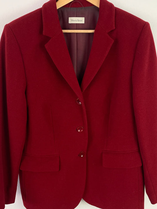 Vittoria Verani Damen Blazer aus Lambs Wolle, Angora Wolle Gr 44 Farbe rot