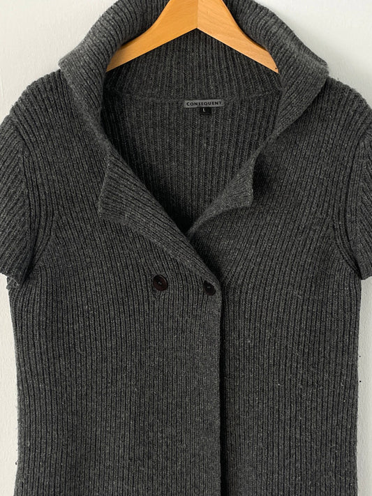 Consequent Damen Strick Shirt aus Schurwolle Gr.L Farbe grau
