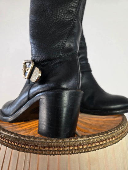 Vintage Damen Echtleder Stiefel EU37 Farbe schwarz