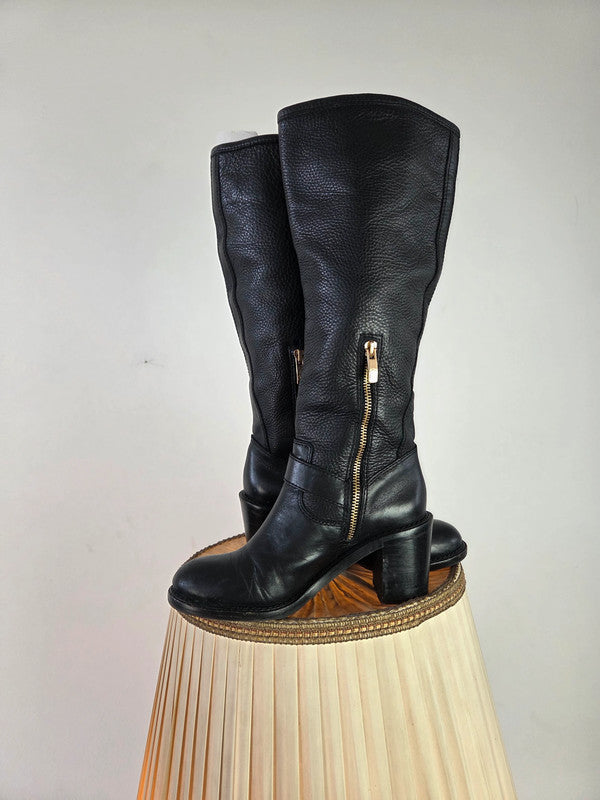 Vintage Damen Echtleder Stiefel EU37 Farbe schwarz