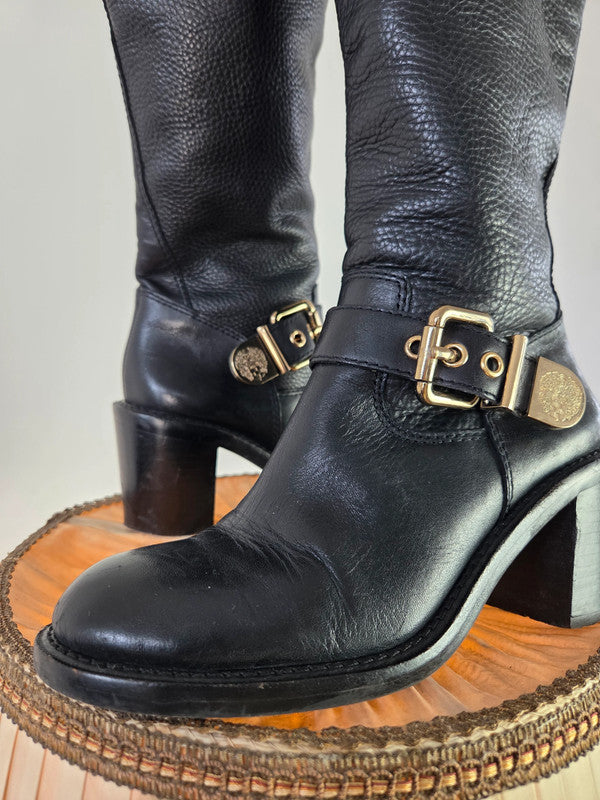 Vintage Damen Echtleder Stiefel EU37 Farbe schwarz