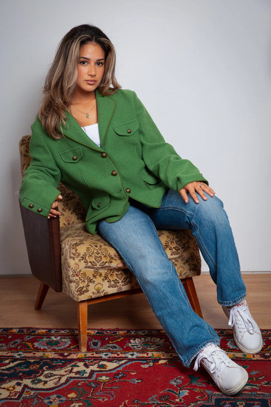 Vintage Damen Jacke aus Schurwolle Gr.44Farbe Grün