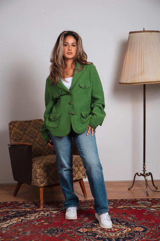 Vintage Damen Jacke aus Schurwolle Gr.44Farbe Grün