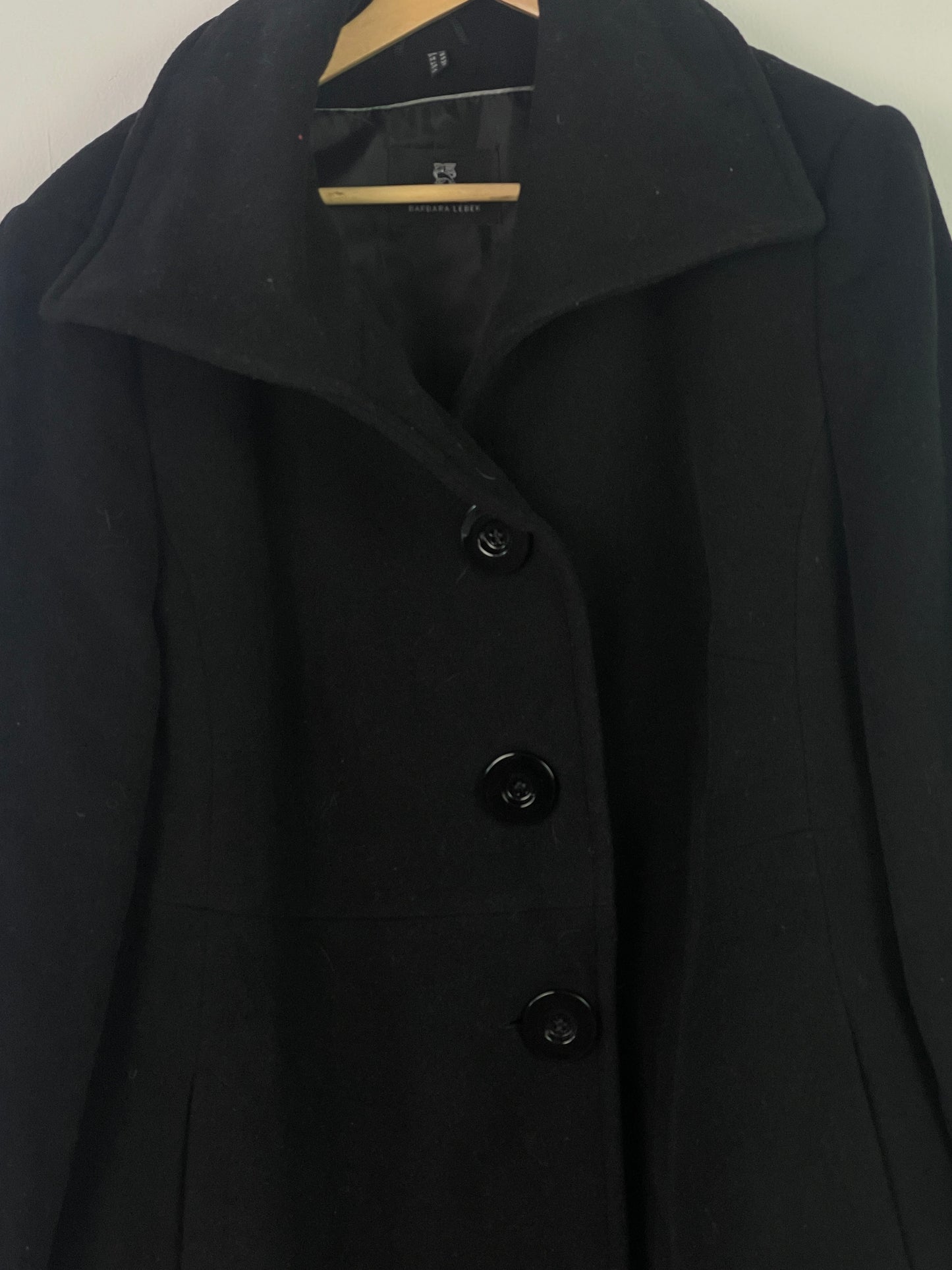 Barbara Lebek Damen Mantel aus Lanawolle Gr. XL Farbe schwarz