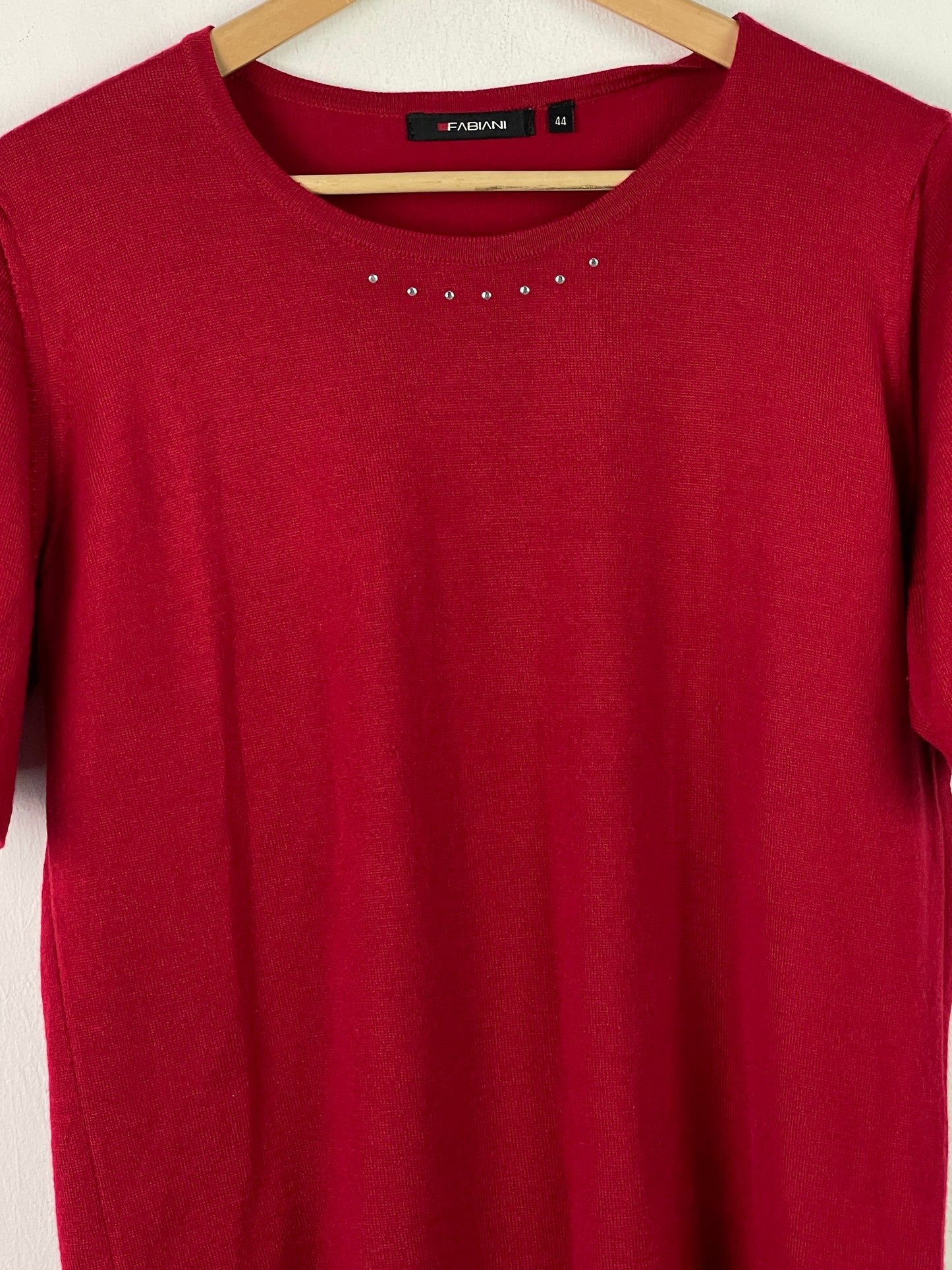 Fabiani Damen T-Shirt aus Merinowolle Gr. XL Farbe rot