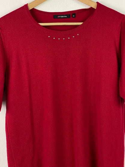 Fabiani Damen T-Shirt aus Merinowolle Gr. XL Farbe rot