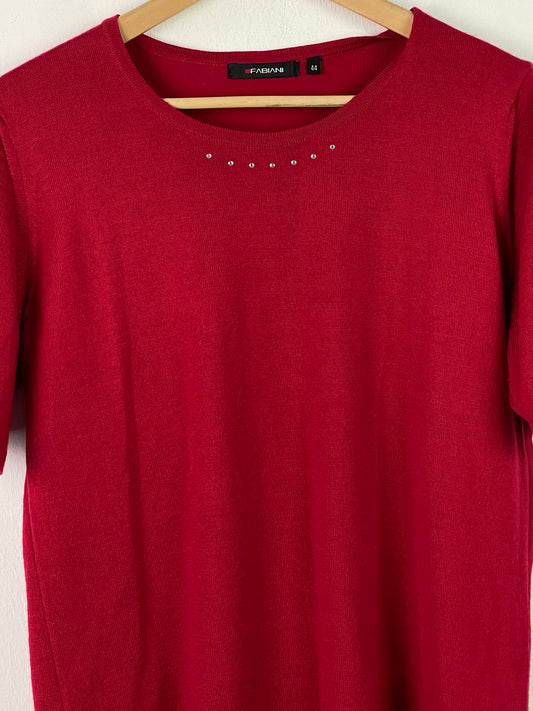 Fabiani Damen T-Shirt aus Merinowolle Gr. XL Farbe rot