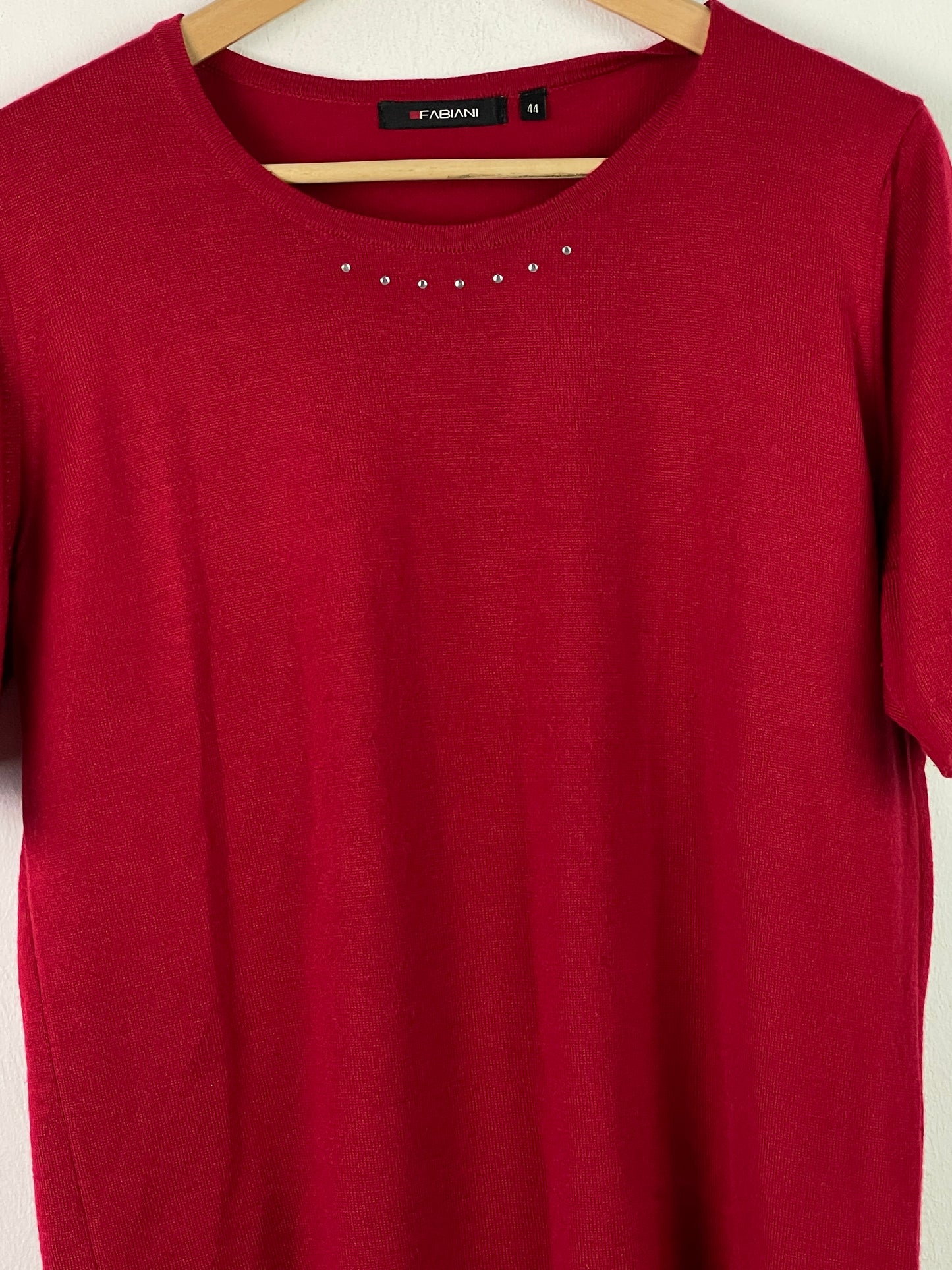 Fabiani Damen T-Shirt aus Merinowolle Gr. XL Farbe rot