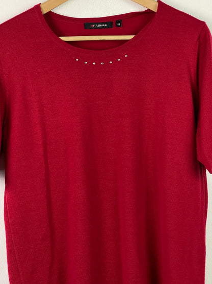 Fabiani Damen T-Shirt aus Merinowolle Gr. XL Farbe rot