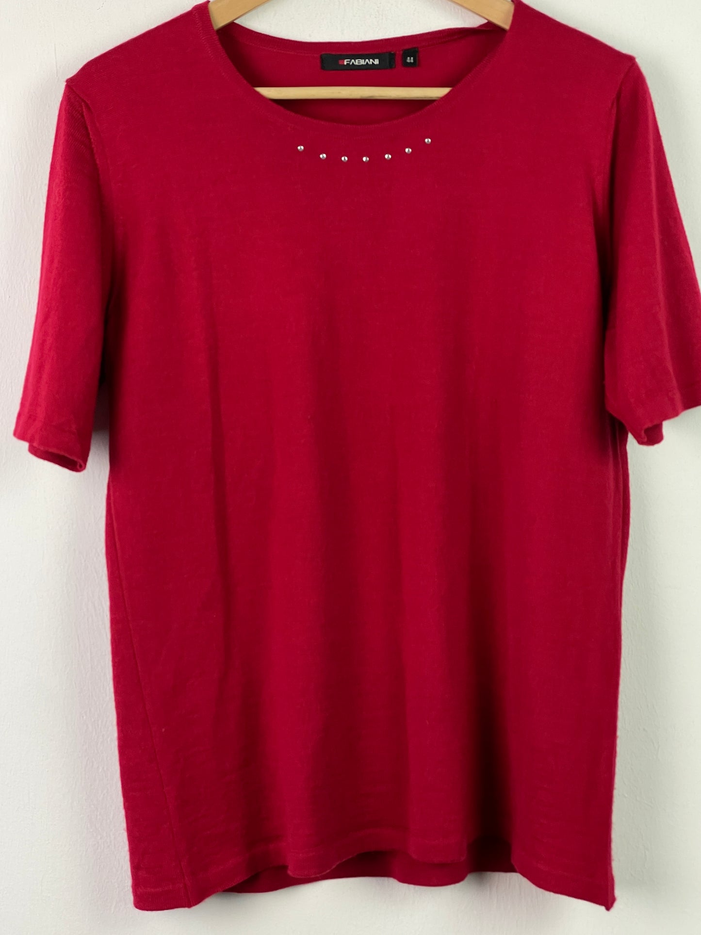 Fabiani Damen T-Shirt aus Merinowolle Gr. XL Farbe rot