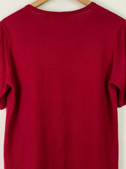 Fabiani Damen T-Shirt aus Merinowolle Gr. XL Farbe rot