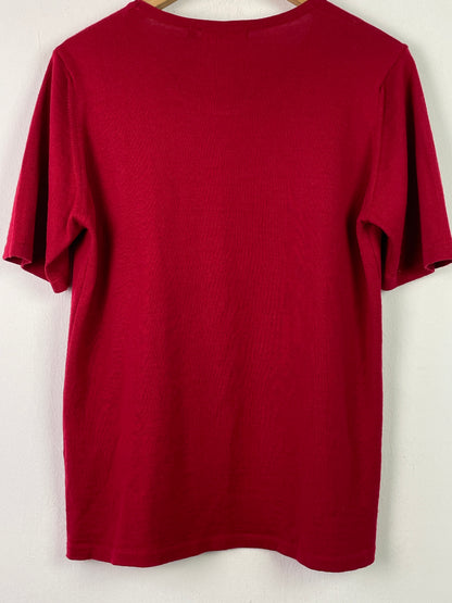 Fabiani Damen T-Shirt aus Merinowolle Gr. XL Farbe rot