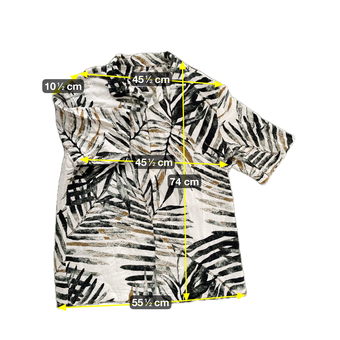 Zara Herren Hemd aus Leinen Gr XL Farbe beige grün