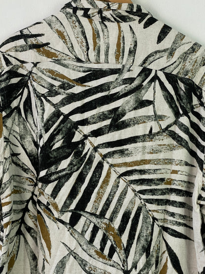 Zara Herren Hemd aus Leinen Gr XL Farbe beige grün