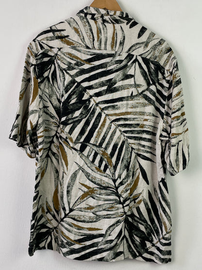 Zara Herren Hemd aus Leinen Gr XL Farbe beige grün