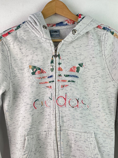 Adidas Damen Jacke mit Blumenmuster Gr M Farbe grau