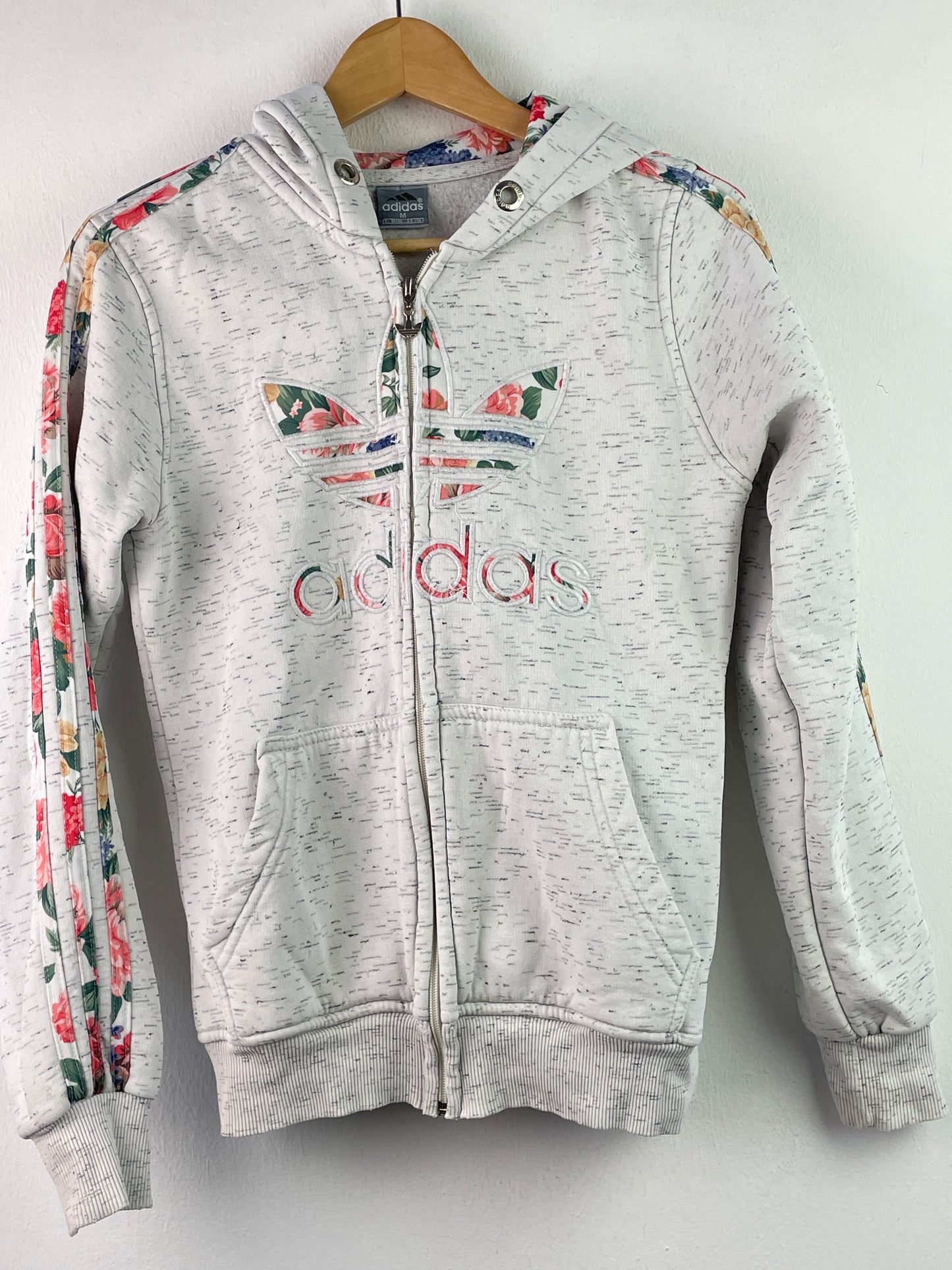 Adidas Damen Jacke mit Blumenmuster Gr M Farbe grau