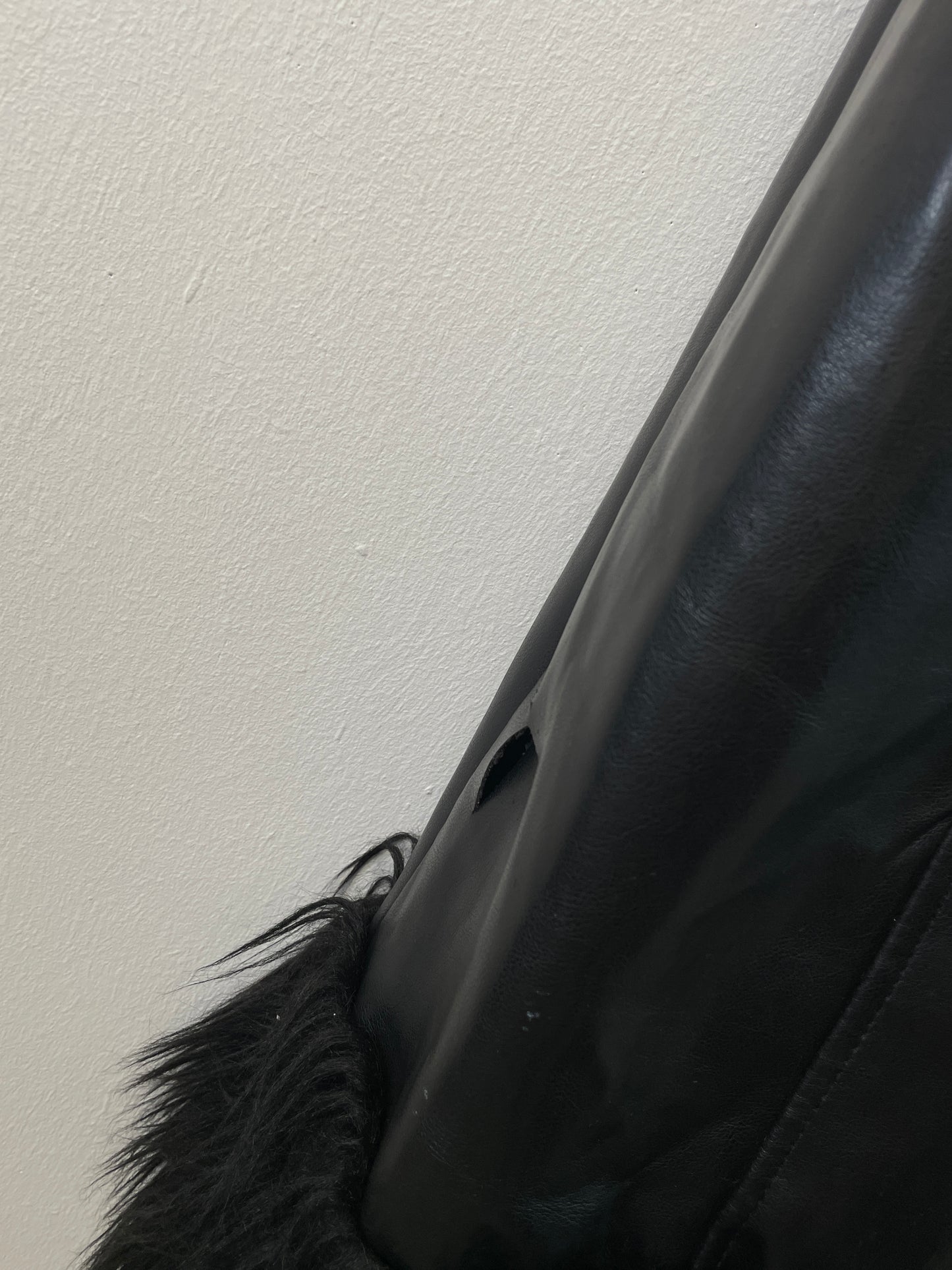 New Look Damen Mantel mit Fellkragen Gr M Farbe schwarz