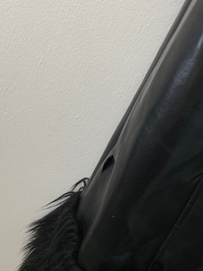 New Look Damen Mantel mit Fellkragen Gr M Farbe schwarz