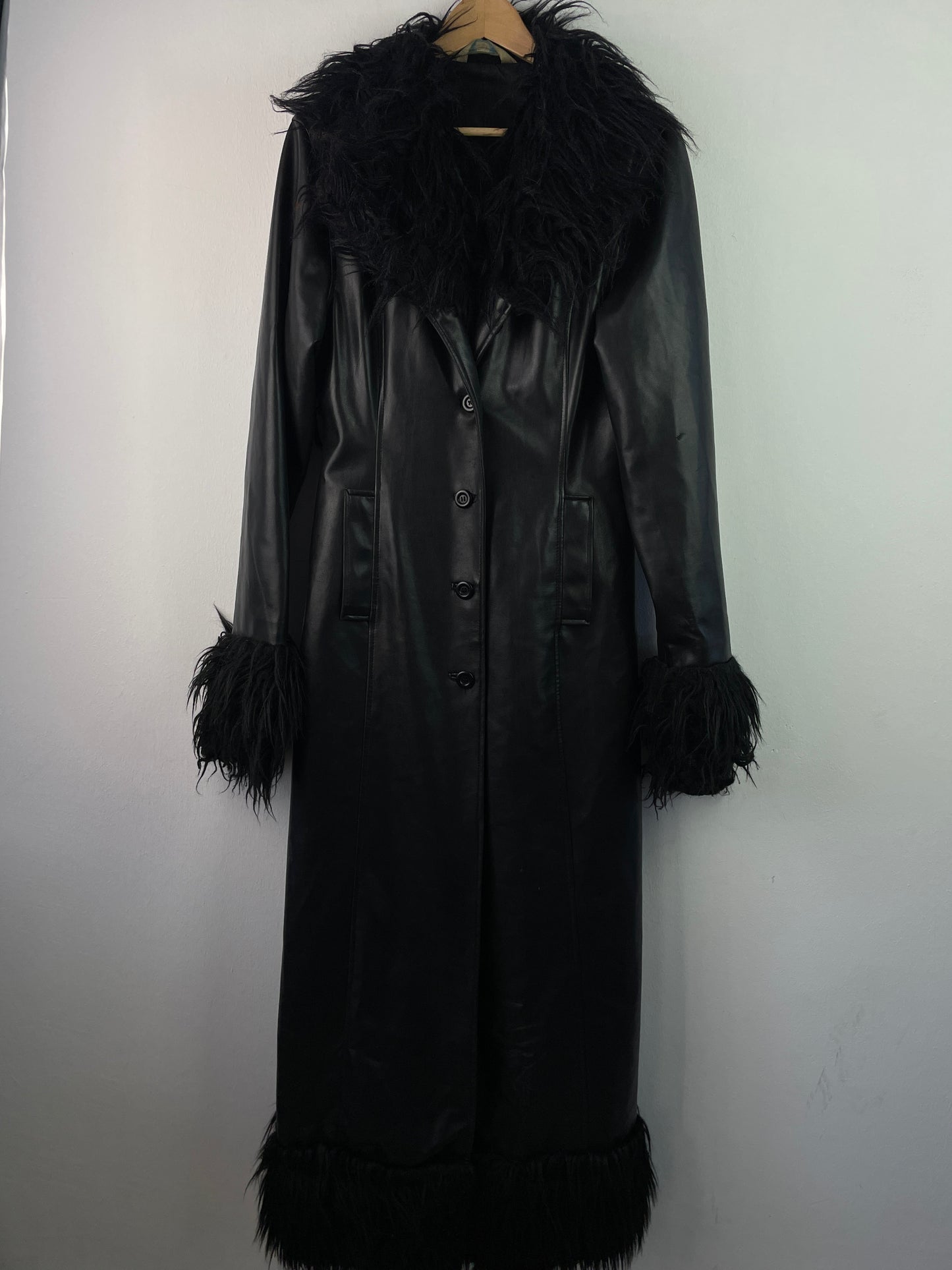 New Look Damen Mantel mit Fellkragen Gr M Farbe schwarz