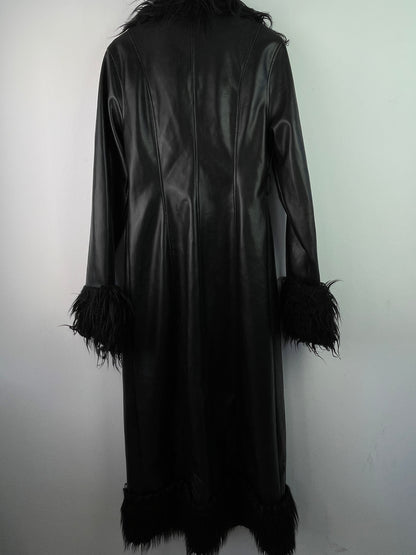 New Look Damen Mantel mit Fellkragen Gr M Farbe schwarz