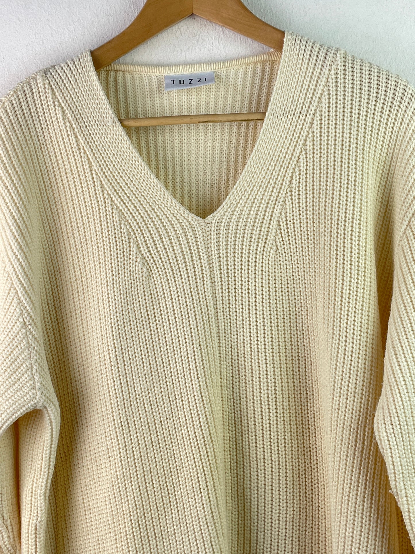 Tuzzi Damen Pullover aus Merino Wolle Gr XL Farbe creme