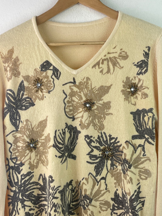 Vintage Damen Pullover aus Angora und Wolle Gr XL Farbe creme