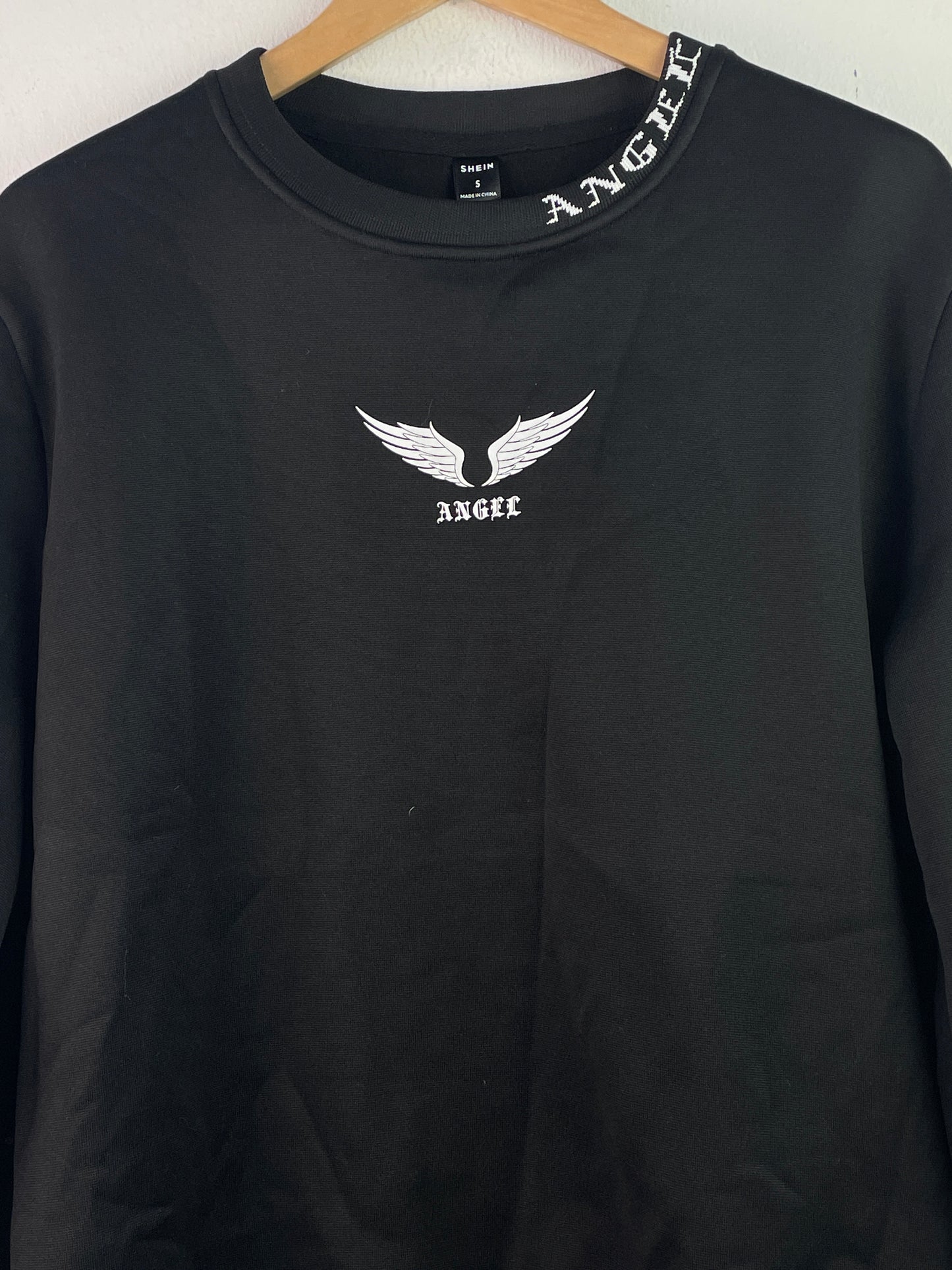 Shein Herren Pullover mit Aufdruck Gr S Farbe schwarz