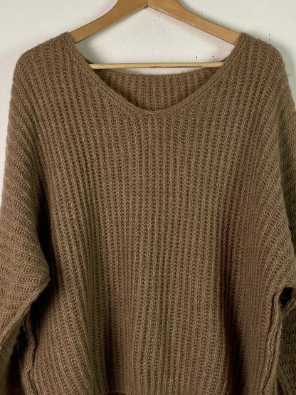 Vintage Damen Strickpullover Gr L Farbe braun