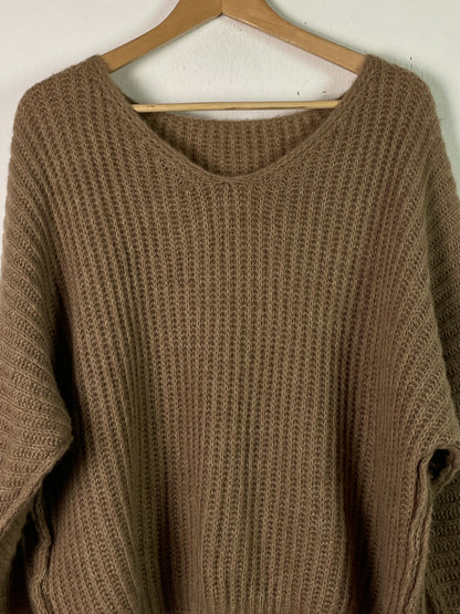 Vintage Damen Strickpullover Gr L Farbe braun