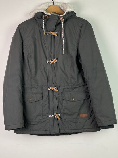 Desires Damen Winter Jacke mit Faux Fell Kaputze Gr L Farbe grau